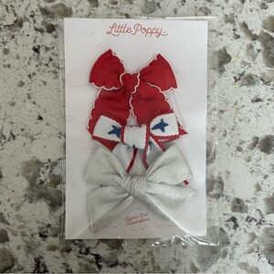 Little Poppy Patriotic USA Bow Clip Set - NEW!